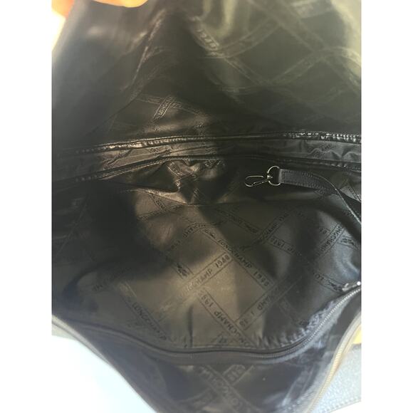 Longchamp Vintage Y2K Half Moon Crescent Belted Dark Blue Leather Shoulder Bag - Picture 9 of 11